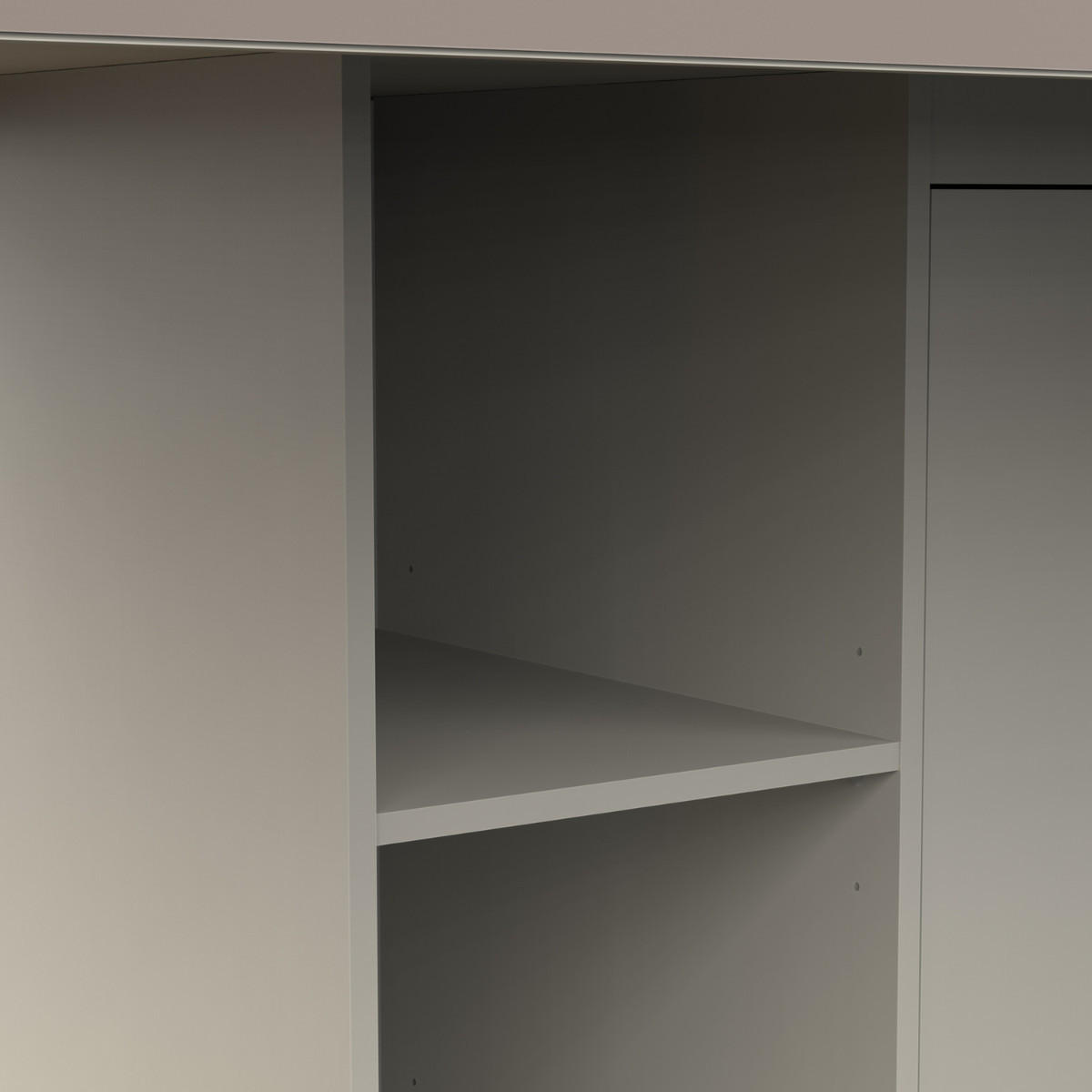 HOCHBETT mit schreibtisch und kleiderschrank - camillia 205,9/104,1/183 cm - Grau, Holzwerkstoff - Calicosy