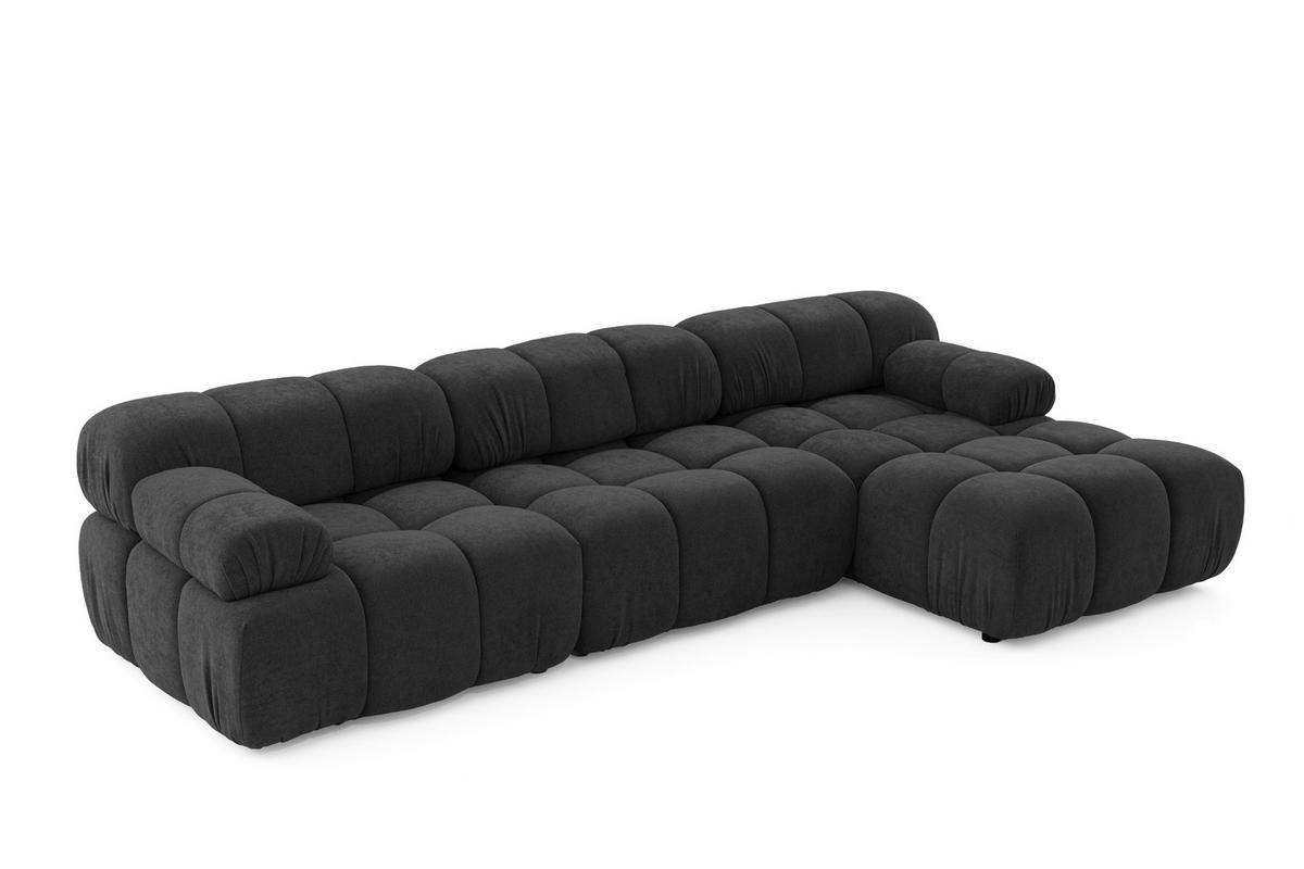 MODULARES Ecksofa MOMENTUM L, Rechts, Breite 282 cm, strukturierter Stoff, Schwarz - Chromfarben/Schwarz, Holz/Textil (155/282cm) - Muffo