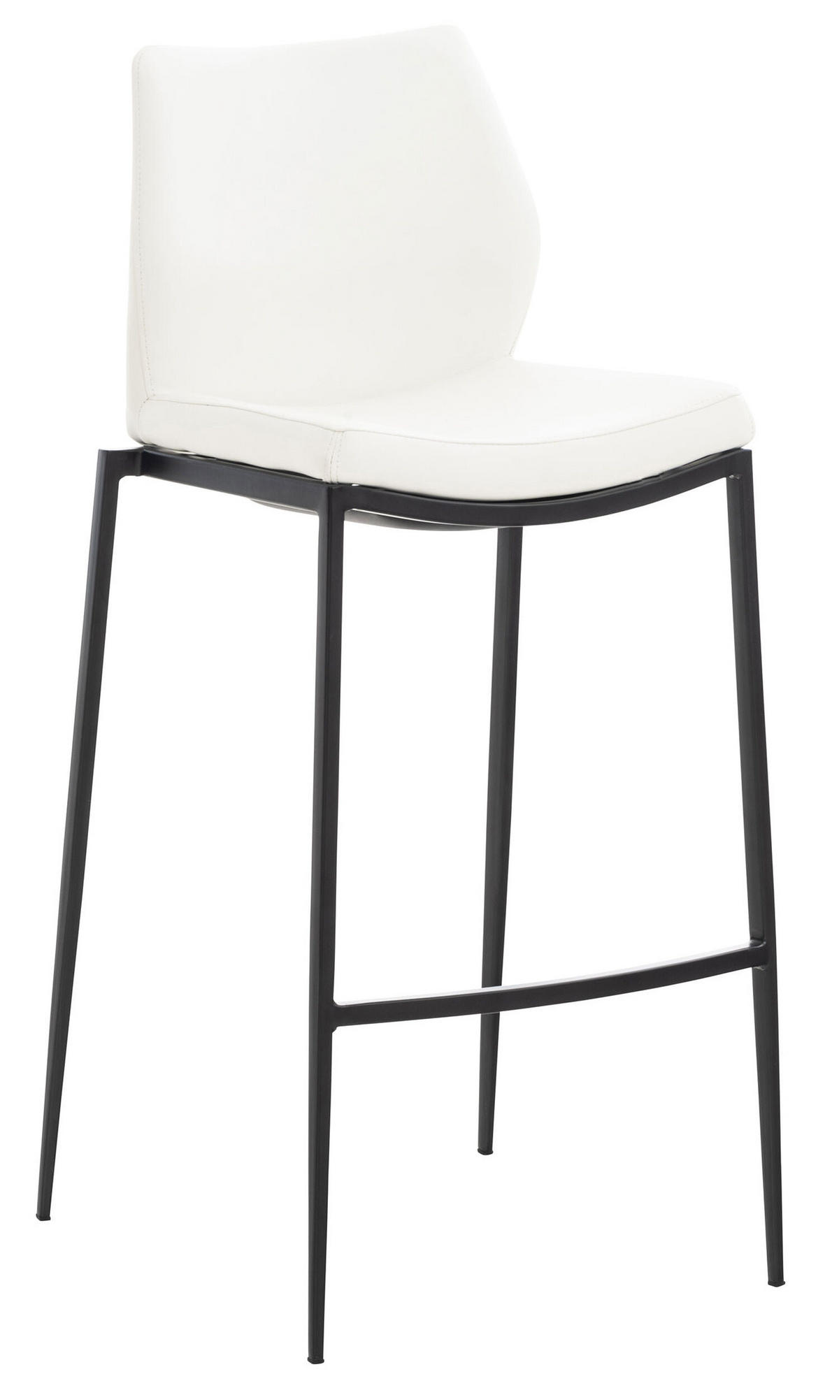 BARHOCKER Matheo, Gestell schwarz, Kunstleder Weiß - Schwarz/Weiß, Kunststoff/Textil (47/100/53cm) - TPFLiving