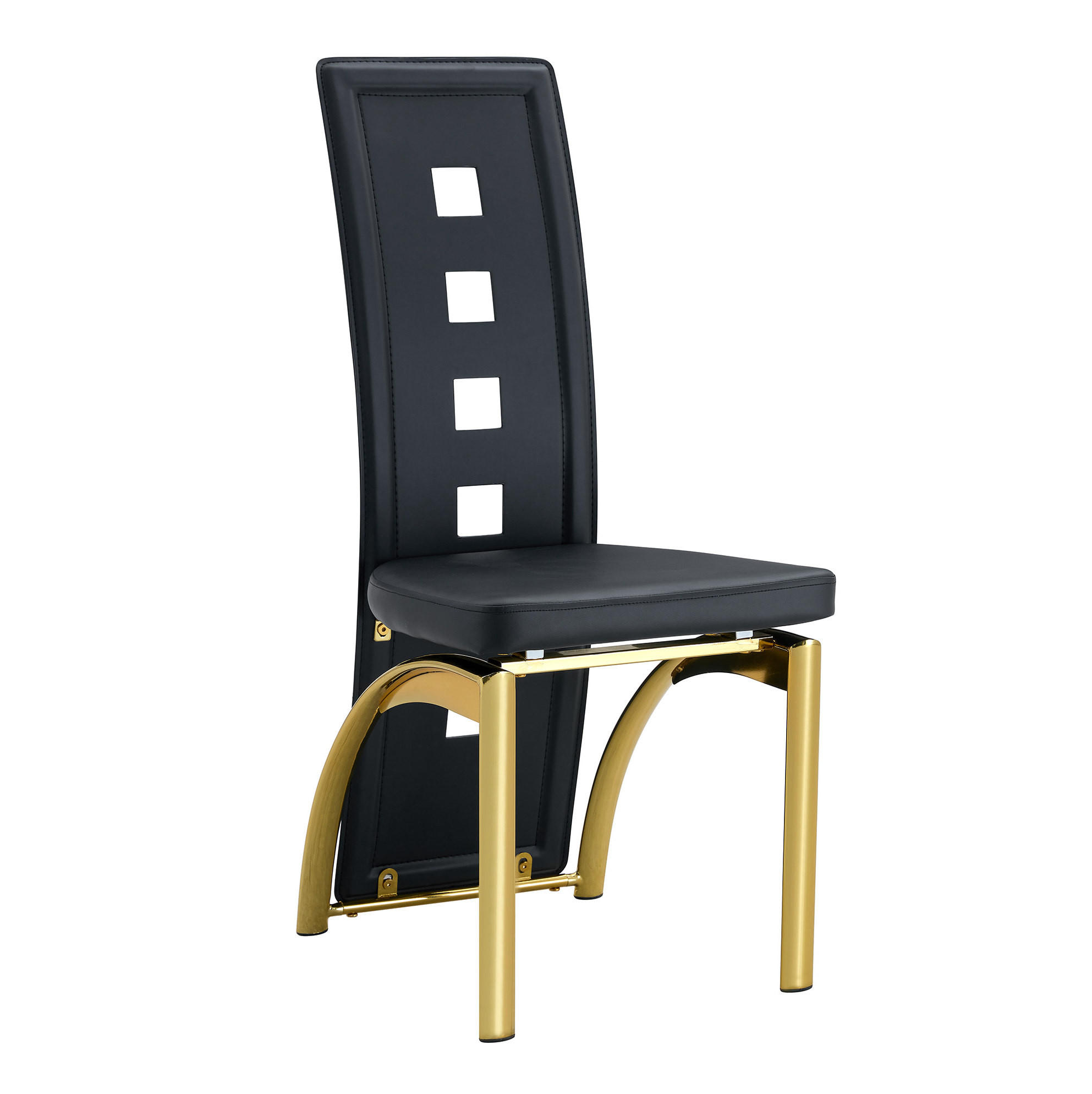ESSZIMMERSTUHL 2er-Set 102,5 cm PU-Leder Schwarz Goldfarben - Schwarz, Metall (49/102.5/43cm) - Meubliv