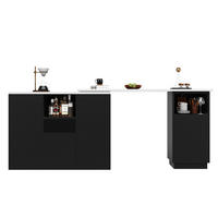 BARTISCH 210/30/100,9 cm, Schwarz/Marmoroptik - Schwarz, Holzwerkstoff (30/100.9/210cm)
