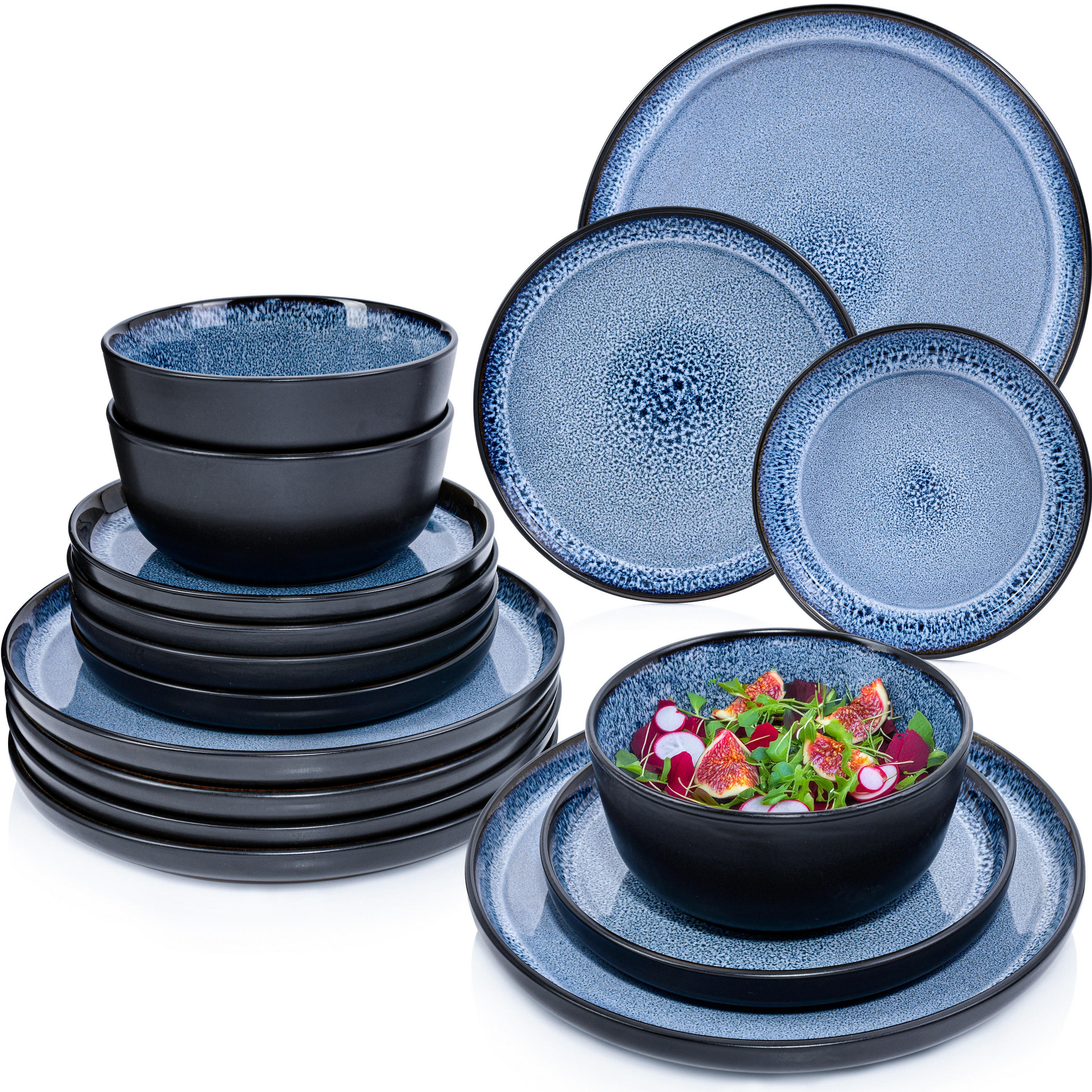 TAFELSERVICE ARUBA - 18 teilig aus Steingut - Blau, Keramik (33/34/46.5cm) - Sänger