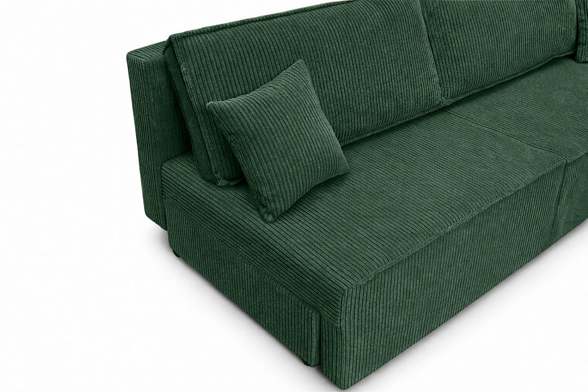 SOFA Mit Schlaffunktion Und Bettkasten, Cordstoff Poso, Hellgrau, BEST MINI - Grün, Holz (200/83/98cm) - Kaiser Möbel