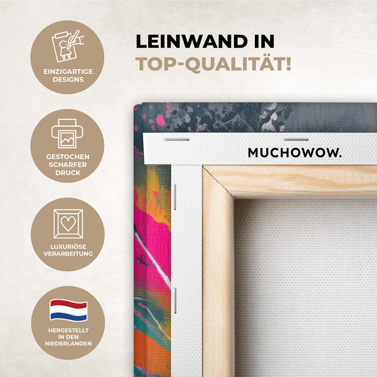 LEINWANDBILD Abstrakt - Graffiti - Farbenfroh - Farbspritzer XXL 150x100 cm - Multicolor, Textil (150/100cm) - MuchoWow