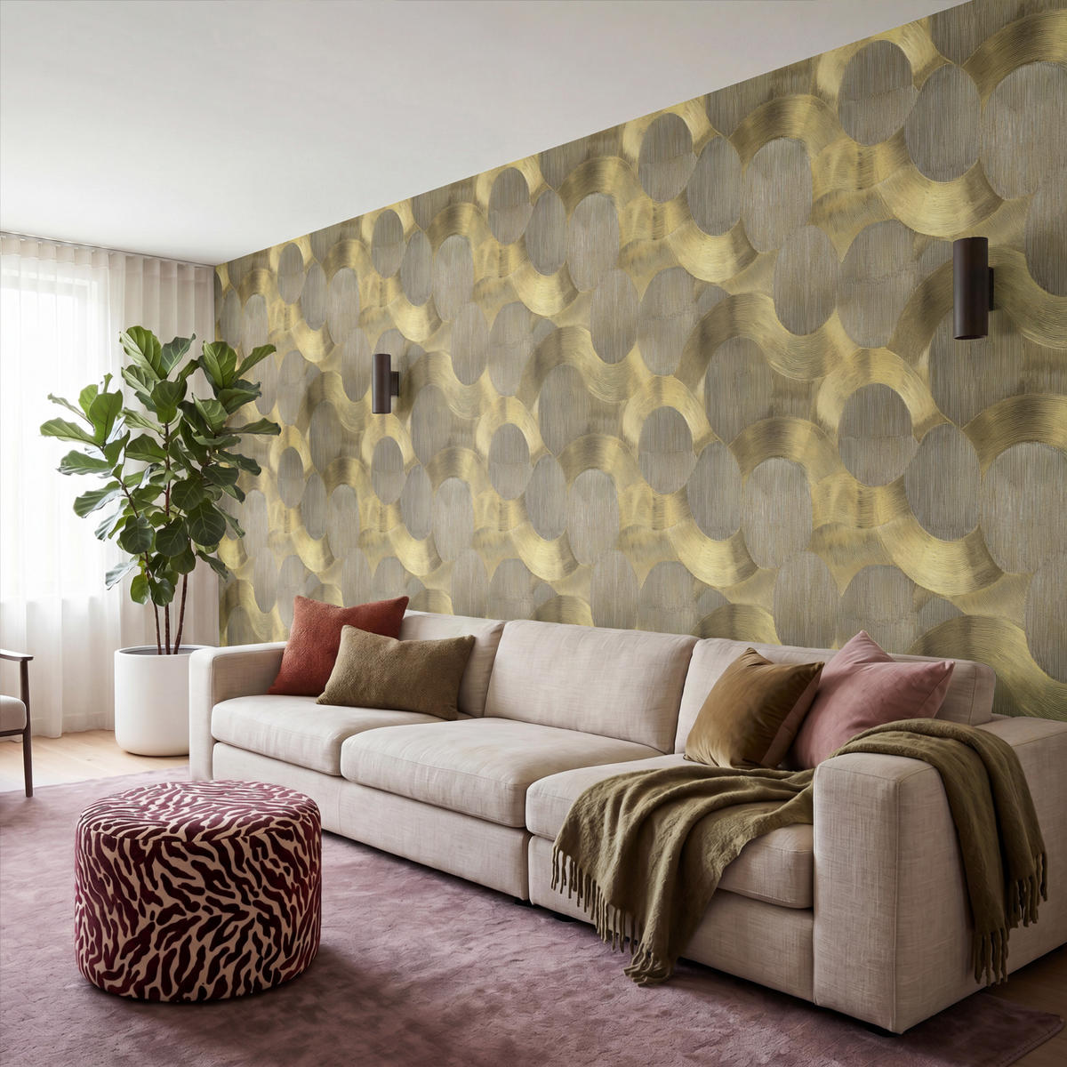 TAPETE - Modern - Geometrisch - Gold - 450x200 cm - Goldfarben, Papier (450/200cm) - OnlyWow