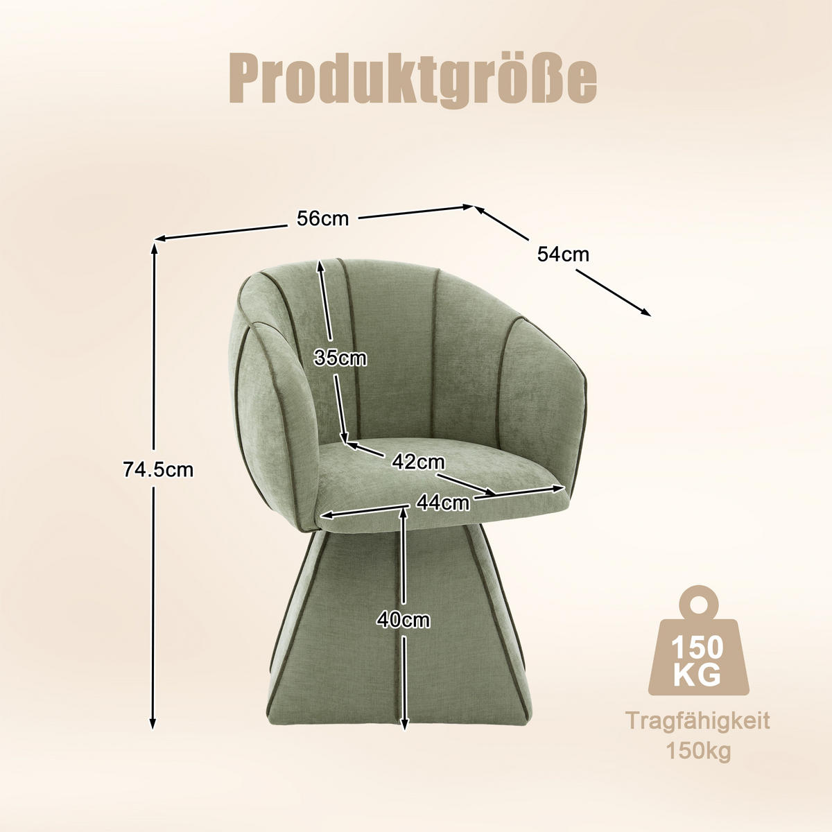 SESSEL,DREHSESSEL mit 360°-Drehfunktion und hoher Rückenlehne, Grün - Grün, Textil (56/74/54cm) - PARAFTA HOME