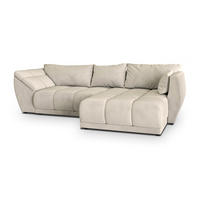 ECKSOFA ORENTI R-S Creme Velours-Stoff mit Schlaffunktion - Creme, Holz (287/182cm) - MASSENO