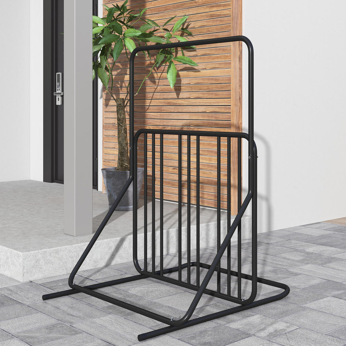 FAHRRADSTÄNDER für 4 Fahrräder Radständer Mehrfachständer beidseitig - Schwarz, Metall (92/130/102cm) - DURHAND