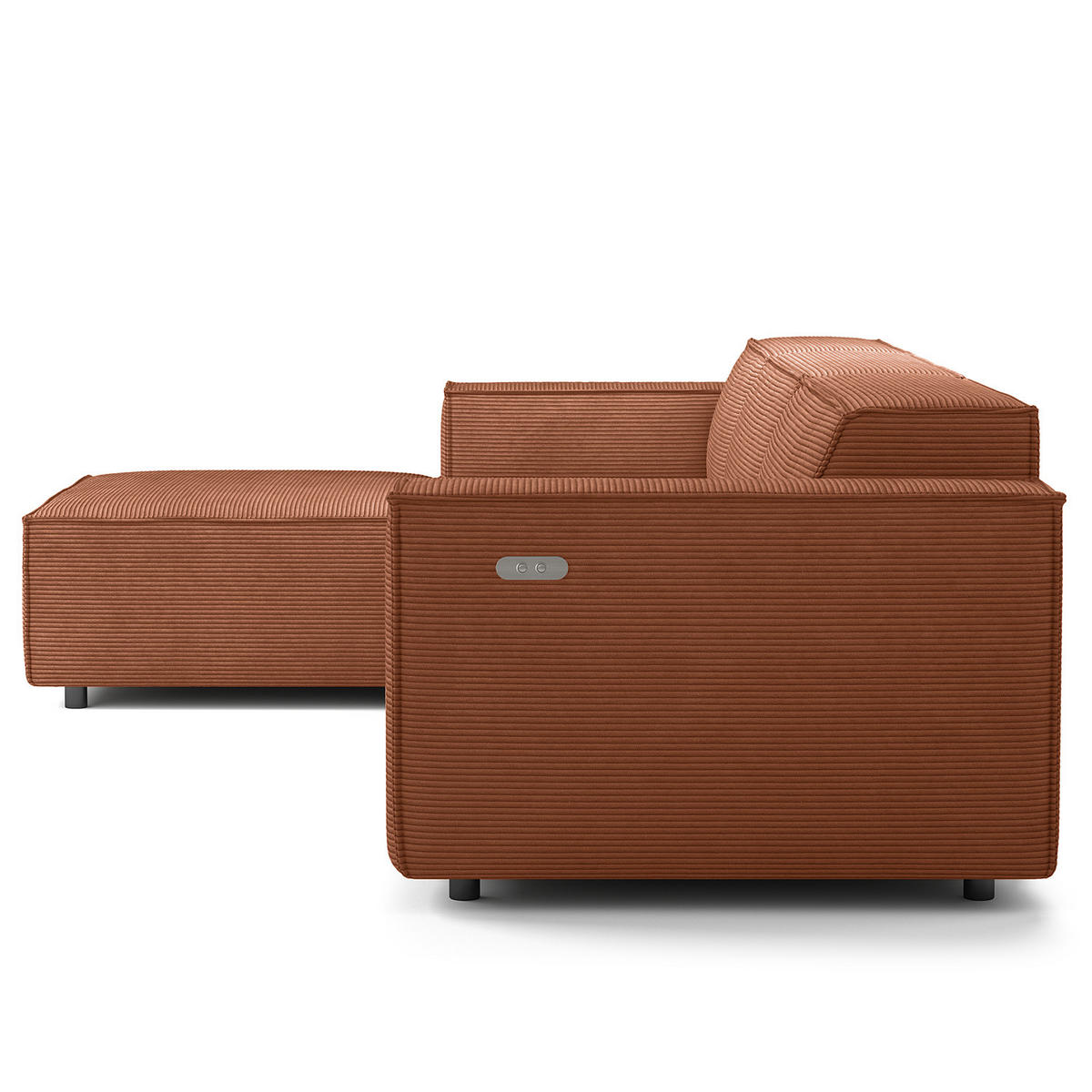 ECKSOFA mit Longchair - Schwarz/Braun, Kunststoff/Textil (294/177cm) - home24