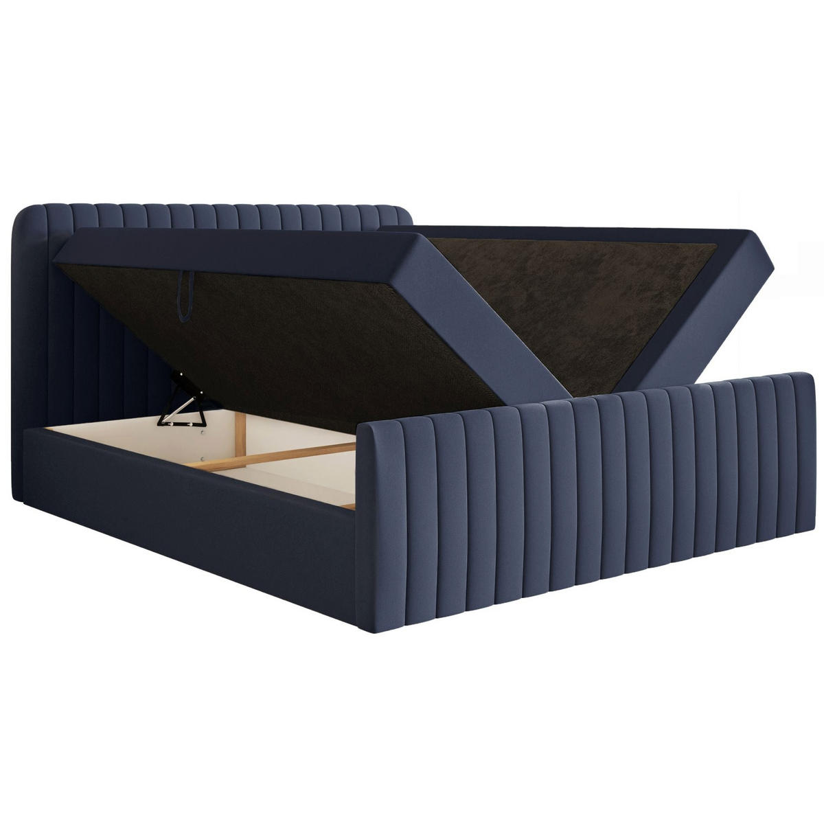 BOXBETT Saliano mit Topper und Chenille-Bezug Marineblau, 200x200 cm - Dunkelblau, Kunststoff/Textil (200/200cm) - Selsey