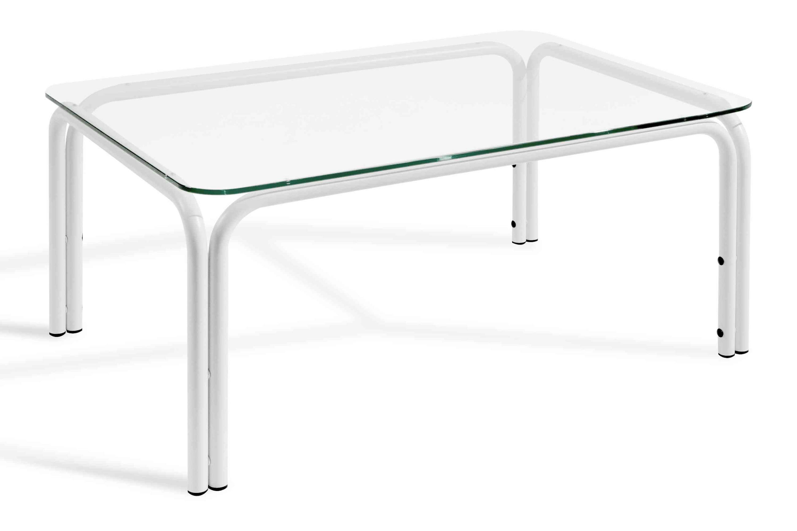 GARTENTISCH RAMBE Stahlrahmen, LOFT, Weiß - Weiß, Glas/Metall (65/95/41.5cm) - KONSIMO®