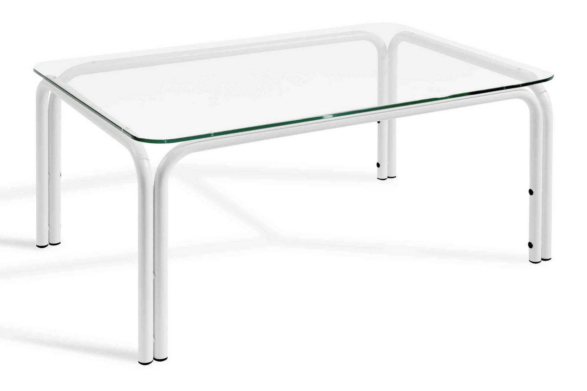 GARTENMÖBELSET RAMBE 4-tlg. 1x Tisch 2x Sessel 1x Sofa 2-Sitzer, mit Kissen, LOFT-STIL, Weiß/Cremeweiß - Creme/Weiß, Textil/Metall - KONSIMO®