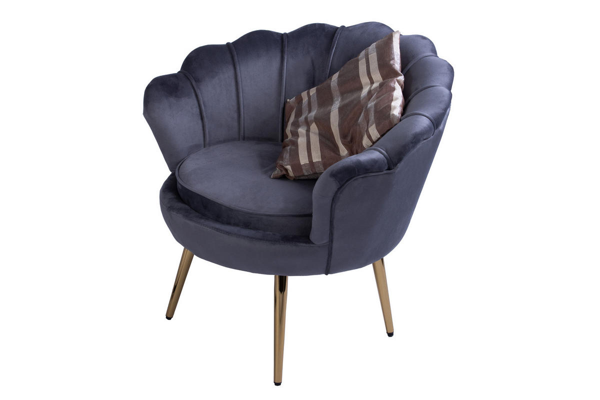 SESSEL BIGCHAIR - Anthrazit/Goldfarben, Textil/Metall (70/78/52cm) - SAM