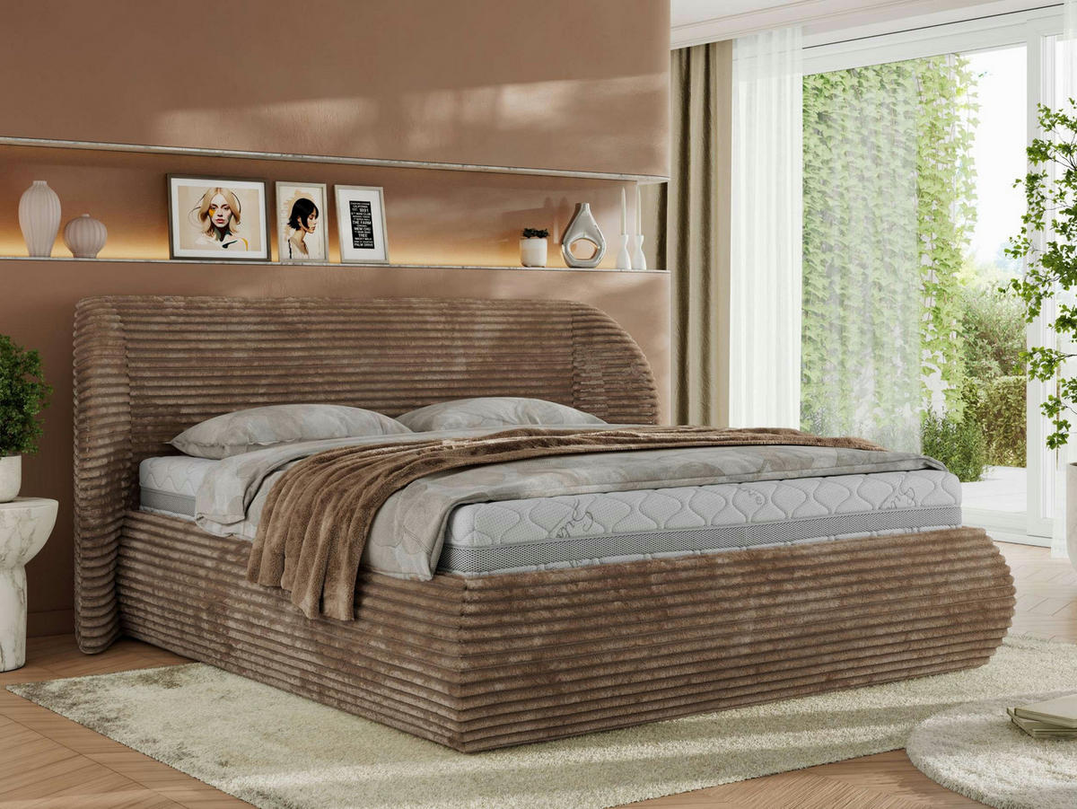 POLSTERBETT CAELA CLASSIC 180/200 - Braun Cord - Braun, Textil (180/200cm) - MKS