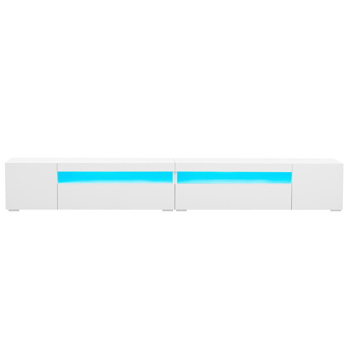 TV STOLEK bílý, světlý panel, LED osvětlení, do obývacího pokoje a jídelny, 240×38,5×35,5 cm - bílá, kov/kompozitní dřevo (240/35/39cm) - STILVORA