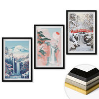 WANDBILDER 3er-Set - 40x60 cm Schwarzer Rahmen - Berglandschaften, Wasserfälle - Schwarz, Kunststoff (40/60cm) - ArtPrintCave