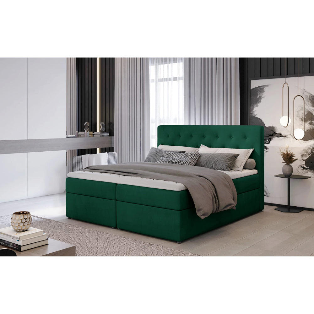 BOXBETT Loree Bonellfederkern - Grün, Holz/Holzwerkstoff (140/200cm) - Best For Home
