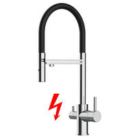 NIEDERDRUCK-3-WEGE-KÜCHENARMATUR, Verchromt und Schwarz, 2-Strahl-Brause - Schwarz, Metall (20.8/50.8/20.8cm) - VIZIO