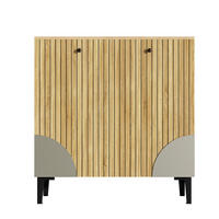 SCHUHSCHRANK in Holzoptik mit 3 Türen, Beige - Naturfarben, Holzwerkstoff (90/94/32cm) - Urban Meuble