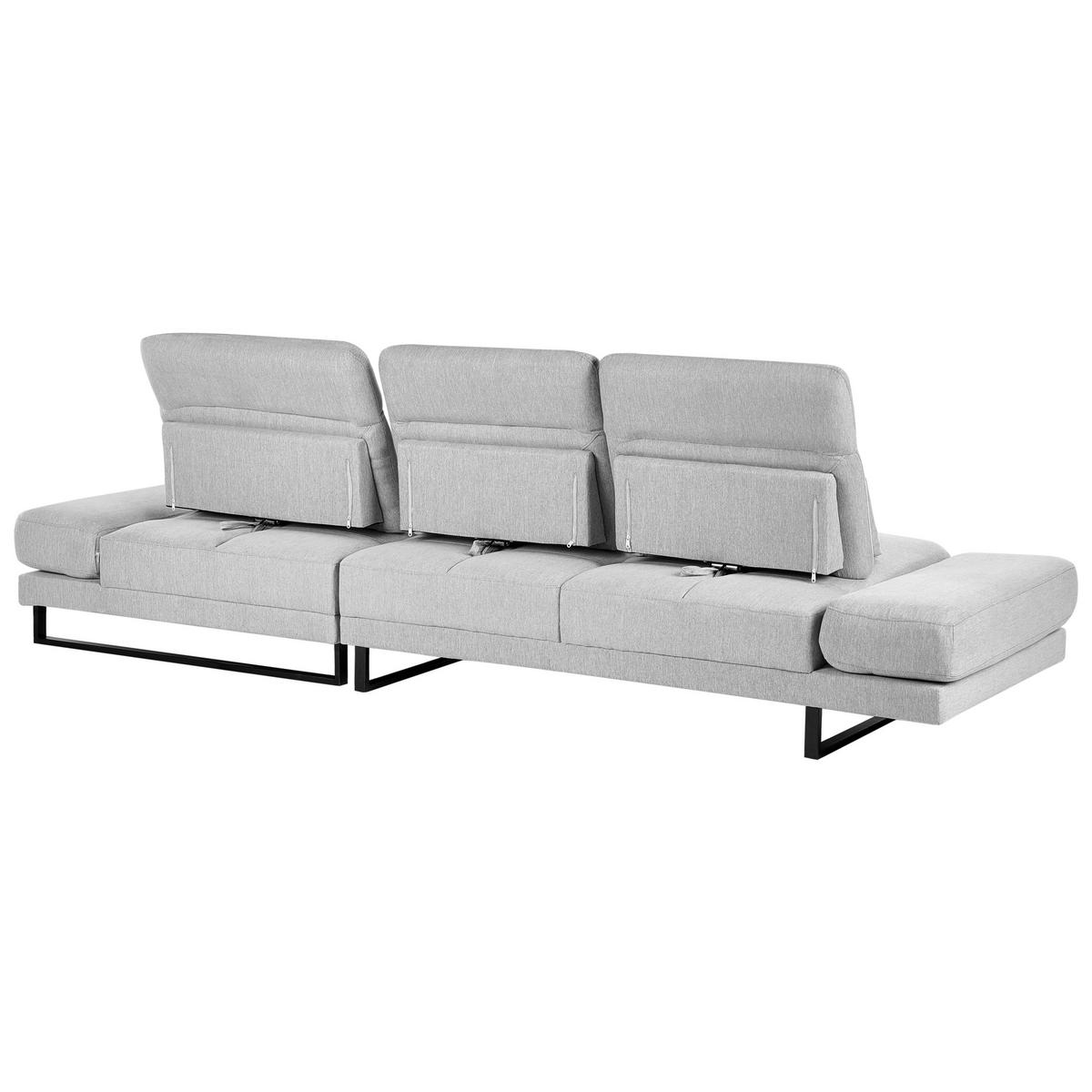 ECKSOFA 4-Sitzer Stoff Hellgrau linksseitig Ikast - Hellgrau/Schwarz, Textil (320/214cm) - Beliani