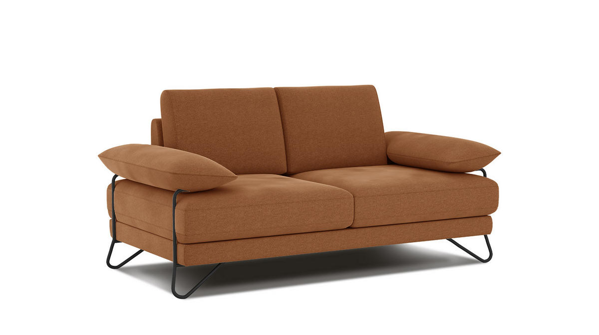 SOFA LORI 2-Sitzer, orange - Schwarz/Orange, Holzwerkstoff/Textil (185/87/96cm) - Courtois Laville