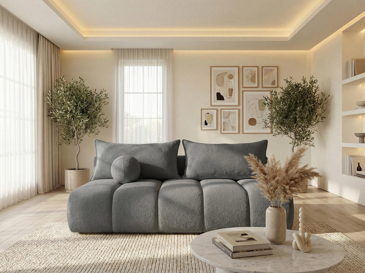 SCHLAFSOFA Milla mit Bettkasten, Grau 205/97/103 cm - Graphitfarben/Grau, Textil/Metall (205/97/103cm) - WFL GROUP