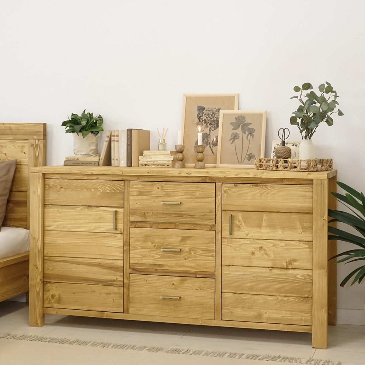 KOMMODE aus Massivholz MIDLAND - Honig, Holz (160/85/46cm) - Seart