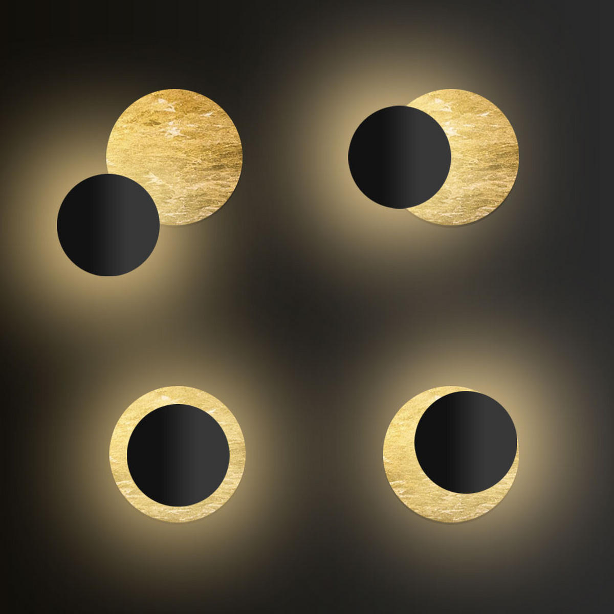 LED-WAND-/DECKENLAMPE Plate Blattgold Ø 30cm - Goldfarben, Metall (30/30/10cm) - s.luce