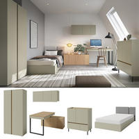 JUGENDZIMMER Laris Set A mit Bett 120 x 200 - Eukalyptus / Eiche Baltic Dune - Eukalyptusholzfarben/Eichefarben, Holzwerkstoff/Metall (120/88/200cm) - QMM TraumMöbel