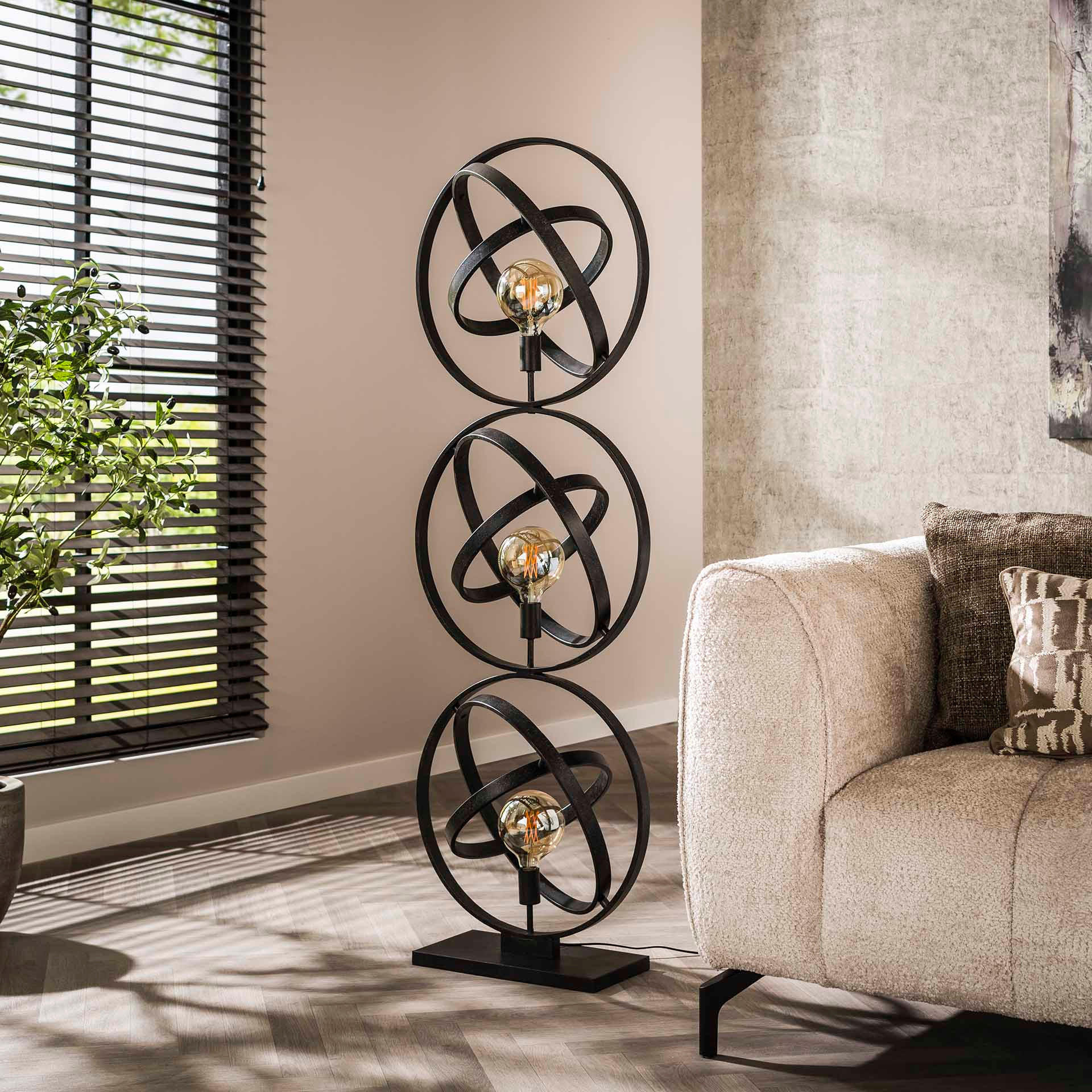 Thumbnail - Hoyz Collection Stehleuchte, Schwarz, Metall, 50x155x45 cm, CE, Lampen & Leuchten, Innenbeleuchtung, Stehlampen, Stehlam...