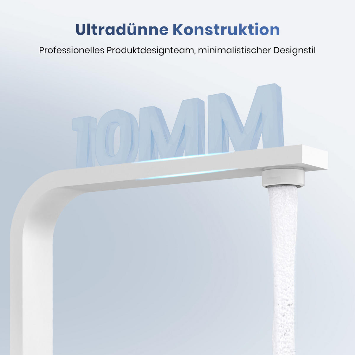 KÜCHENARMATUR mit 360° Drehbar Edelstahl Einhebelmischer Weiß Matt - Weiß, Metall (22.5/10.1/30.3cm) - EMKE