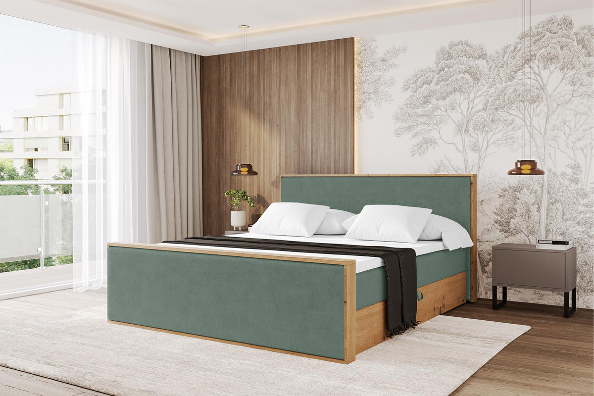 BOXBETT LOLLI9 -Z 160x200 - H3 Grün - Grün, Holzwerkstoff (160/200cm) - ALTDECOR