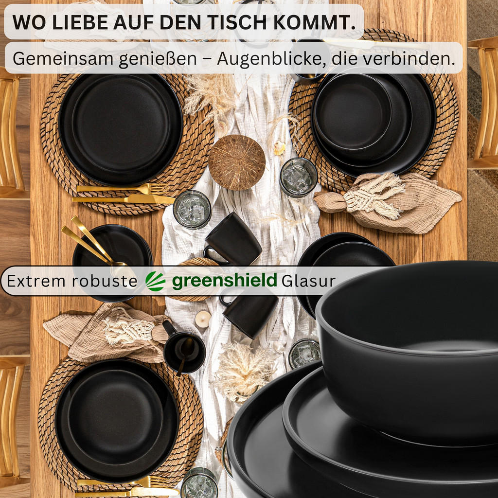 Thumbnail - Sänger Kombiservice, Schwarz, Keramik, 27x10x27 cm, kratzfest, Essen & Trinken, Geschirr, Geschirr-Sets, Kombiservice