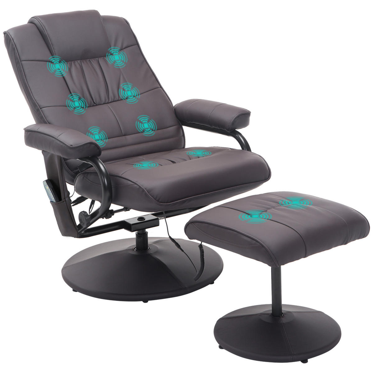 MASSAGESESSEL DE-06450 Mit Fusshocker, 10 Massagepunkte Braun - Braun, Metall (84/95/77cm) - ComfortXL