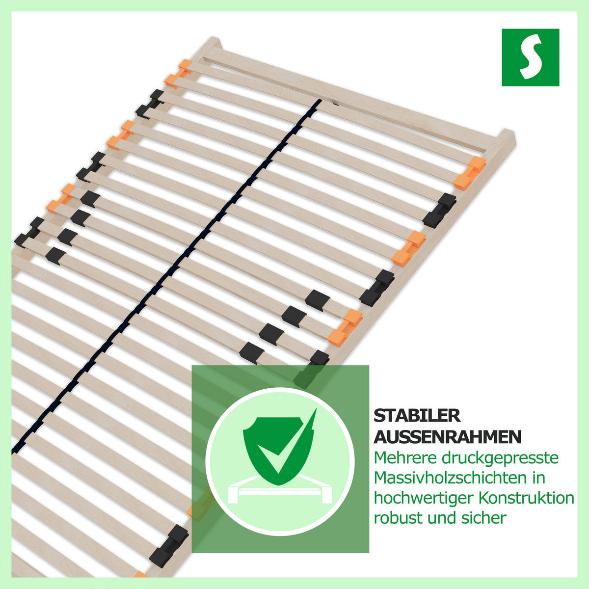 LATTENROST ErgoFlex – 140/200 cm, 7 Zonen, Härtegrad einstellbar - Eschefarben, Holz/Metall (140/200cm) - Schlaftroll
