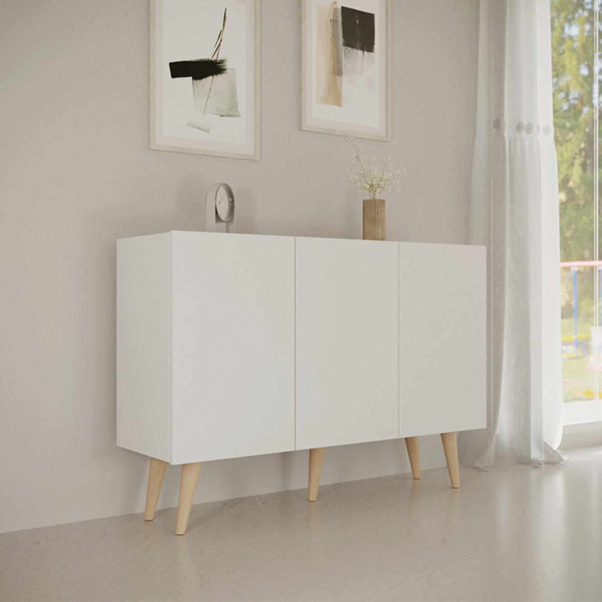 KOMODA Toronto Biela - biela, kompozitné drevo (120/95.5/40cm) - Petits-meubles