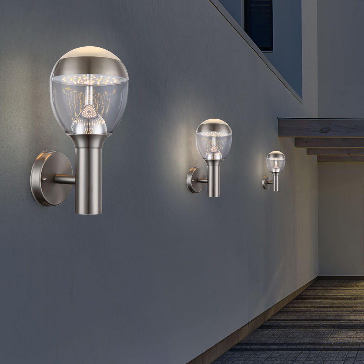 LED AUSSEN-WANDLEUCHTE Callisto Silber 2er Set - Silberfarben, Metall (17.3/31.7/17.3cm)