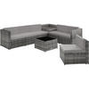 RATTANLOUNGE Verona, mit Sicherheitsglasplatte, grau - Grau, Kunststoff - tectake