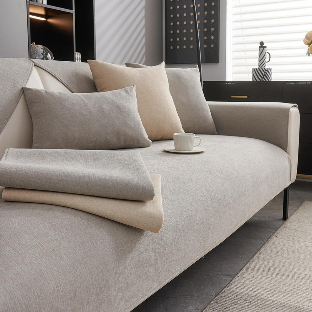 SOFAÜBERWURF Hellgrau 1 Stück - Hellgrau, Textil (90/180cm) - OBOSOE