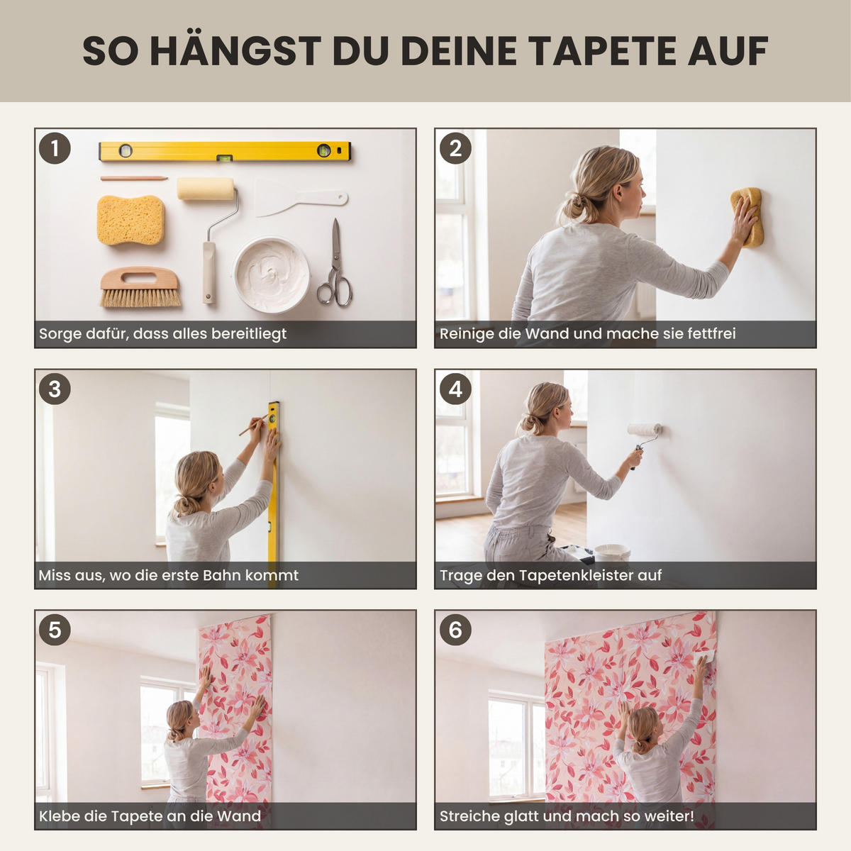 TAPETE - Botanisch - Blumen - Rot - 120x200 cm - Koralle, Papier (120/200cm) - OnlyWow