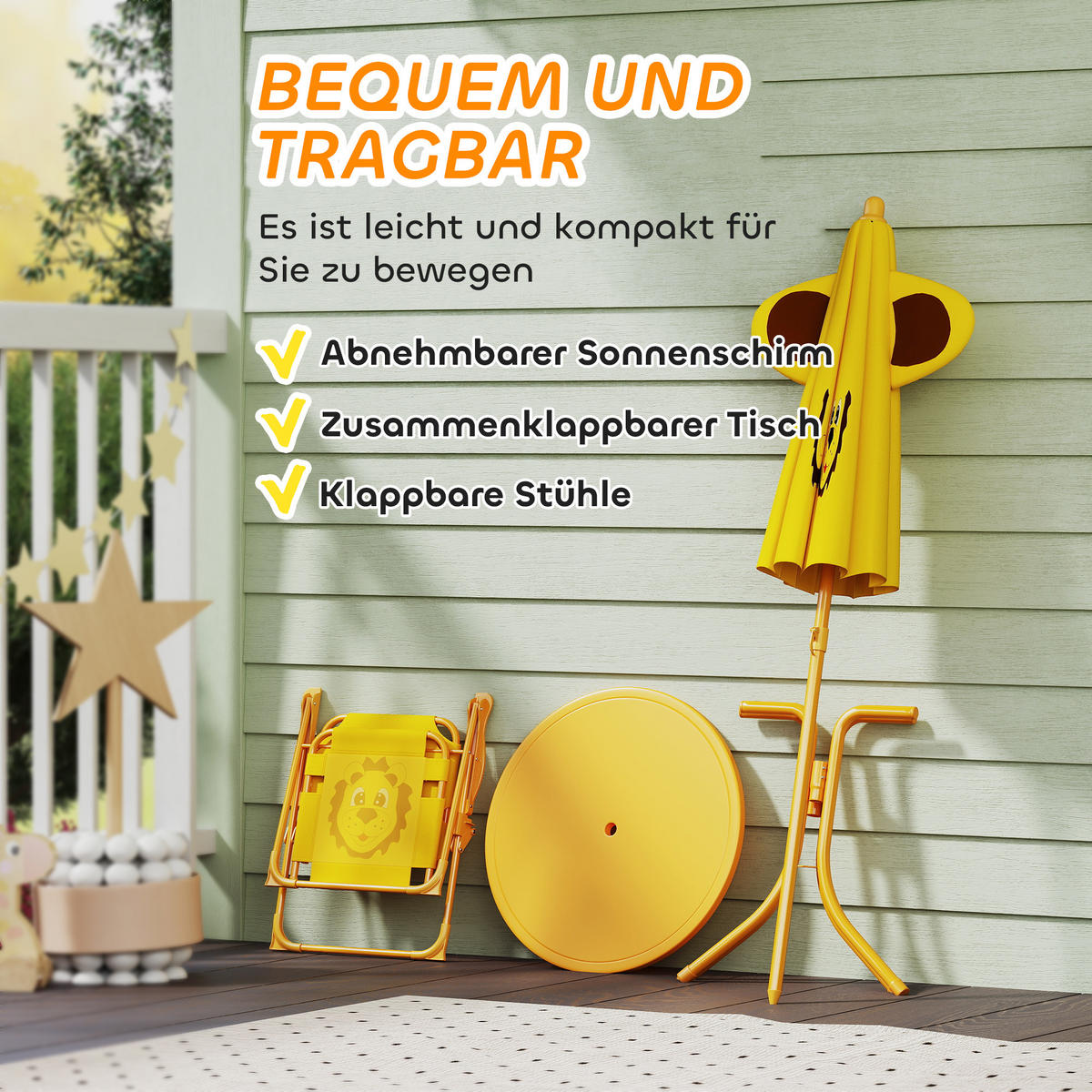 GARTEN-KINDERSITZGRUPPE, Gelb, Stahl, Polyester - Gelb, Metall - AIYAPLAY