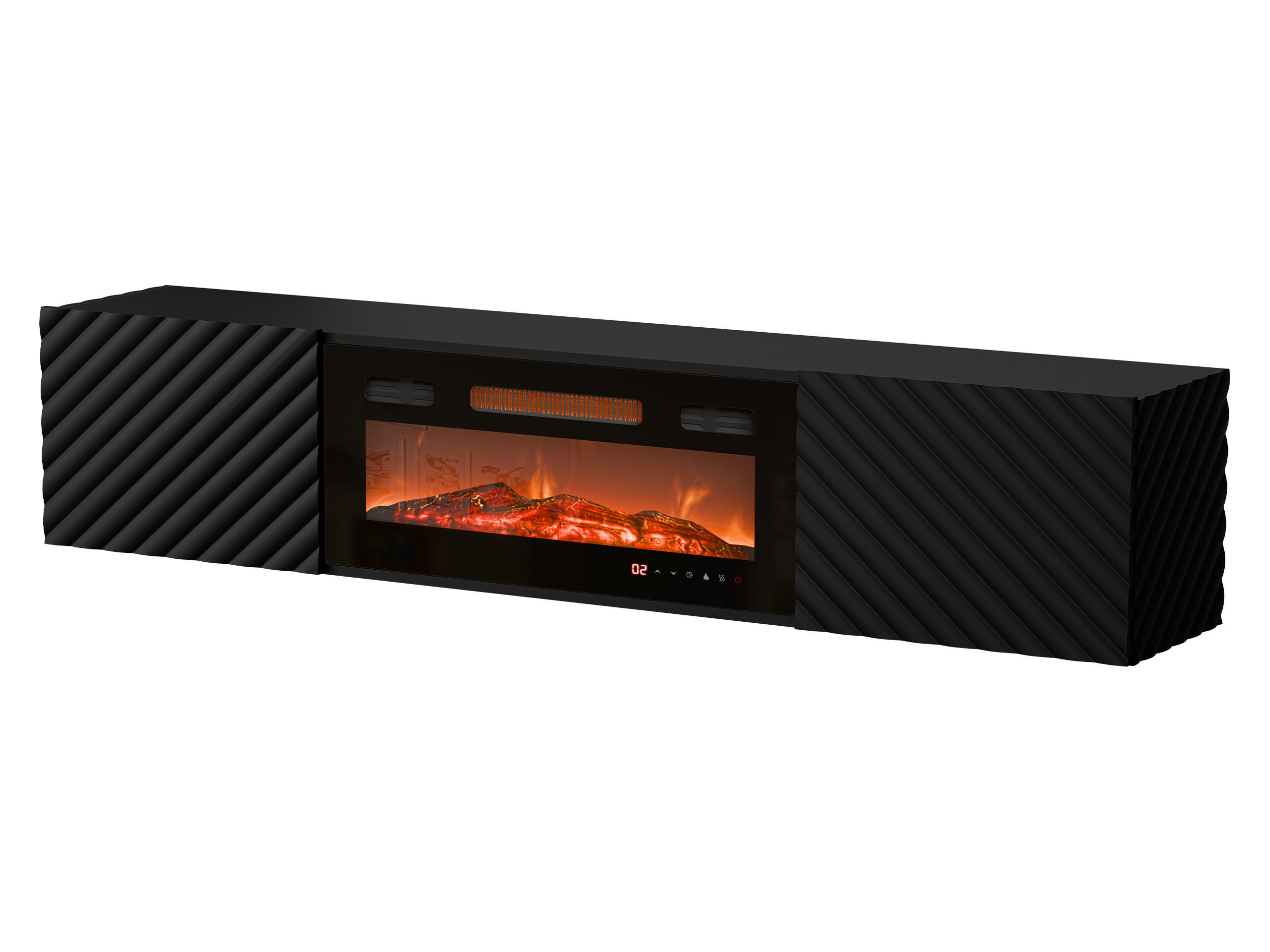 TV-LOWBOARD Lara mit Kamin - Schwarz, Holzwerkstoff (183/37/35cm) - MIRJAN24