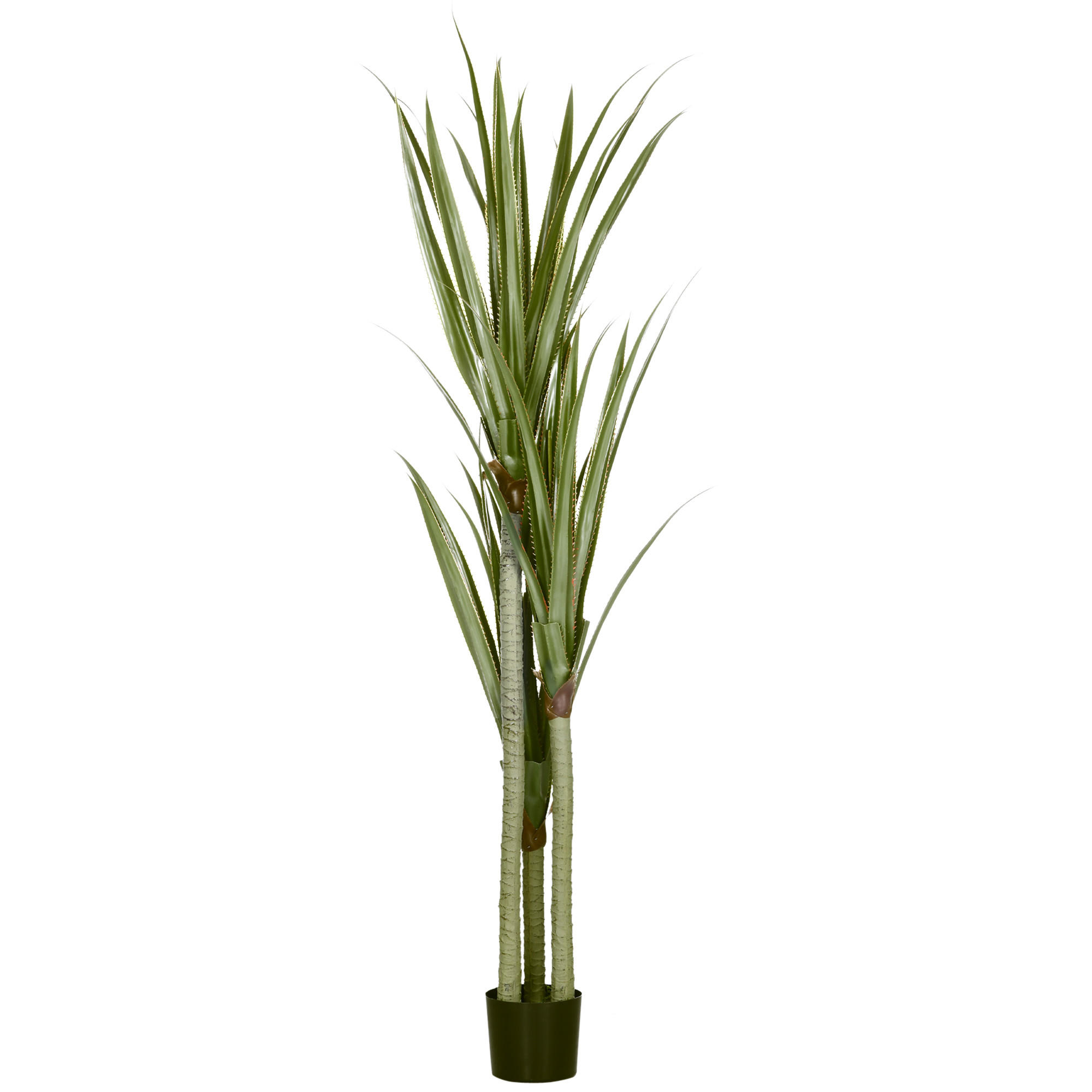 KUNSTPFLANZE Yucca 17/17/190 cm - Smaragdgrün/Schwarz, Holz/Kunststoff (190cm) - HOMCOM