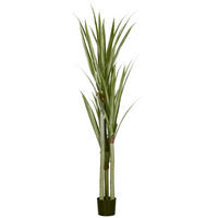 KUNSTPFLANZE Yucca 17/17/190 cm - Smaragdgrün/Schwarz, Holz/Kunststoff (190cm) - HOMCOM