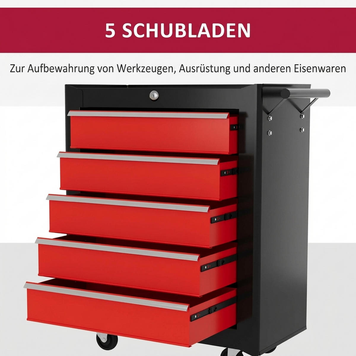 WERKSTATTWAGEN Stahl Schwarz+Rot - Multicolor, Metall (33/75/68cm) - HOMCOM