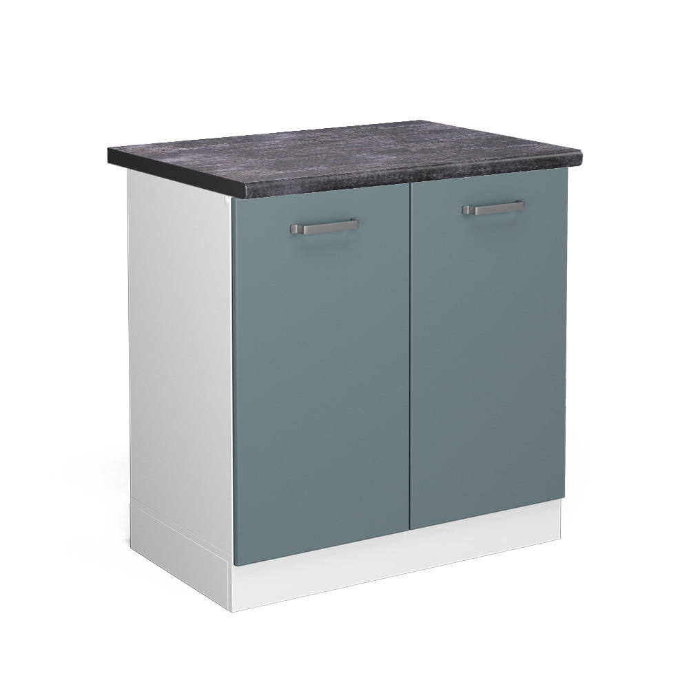 SPÜLENUNTERSCHRANK R-Line Blau-Grau 80 cm, AP Anthrazit - Blaugrau/Weiß, Holzwerkstoff (80/81.6/60cm) - Vicco