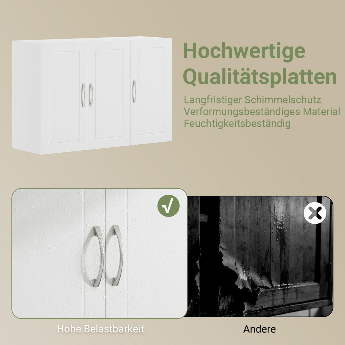 HÄNGESCHRANK mit Verstellbarem Regal, 90x60x30cm, Weiß - Weiß, Holzwerkstoff (90/60/30cm) - SoBuy