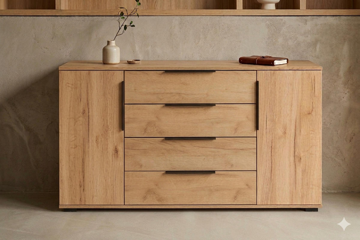 KOMMODE A3 - Craft Gold - Goldfarben, Holzwerkstoff (160/89/48cm) - BM-Möbel