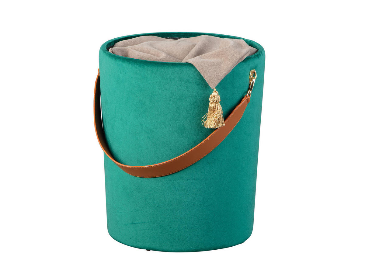 POUF grün und braun - Grau, Holzwerkstoff (35/45/35cm) - ebuy24