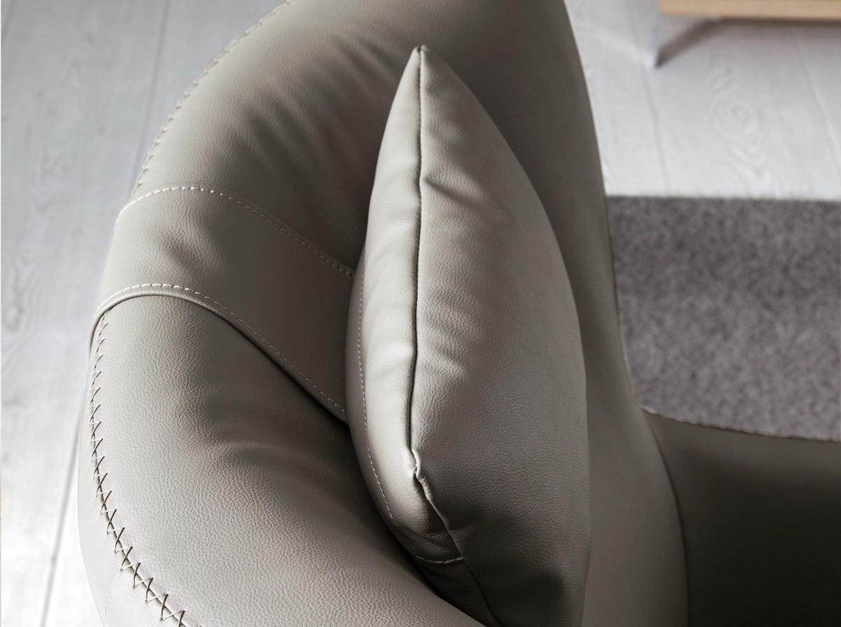NERZFARBENER Öko-Leder-Drehsessel - Taupe/Edelstahlfarben, Leder/Metall (76/100/90cm) - ANGEL CERDA